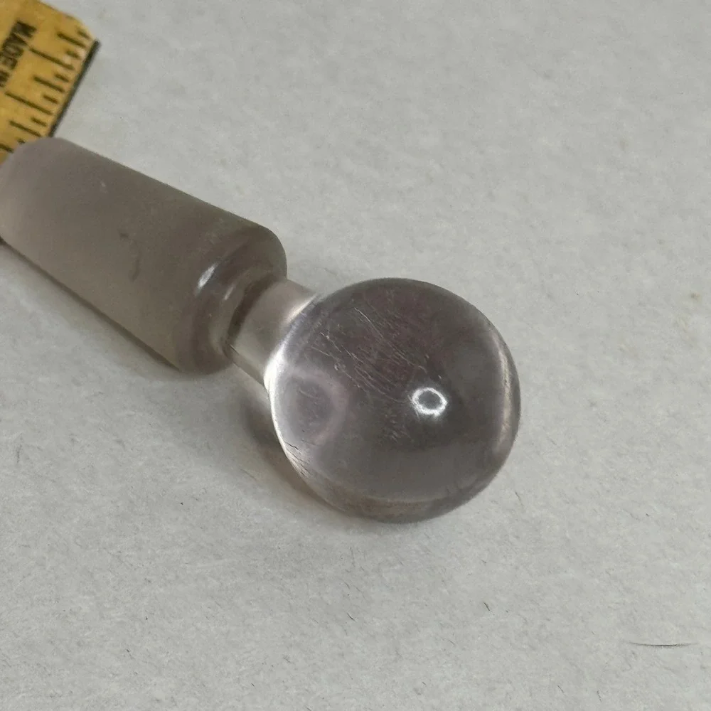 Vintage Round Ball Glass Decanter Stopper Frosted Purple Replacement 1.75in